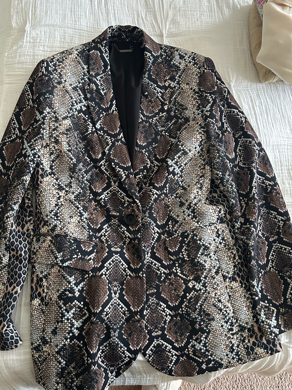 Elie Tahari Brown and Black Snake-Print Blazer
